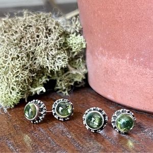 Silpada Sterling Silver and Green Peridot Petite Stud Earrings- 2 pair!